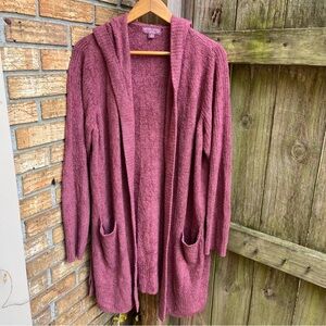 Barefoot Dreams Hooded Cardigan Sweater - Mauve